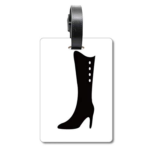 Étiquette pour valise d'identification design chic motif bottes hautes noir