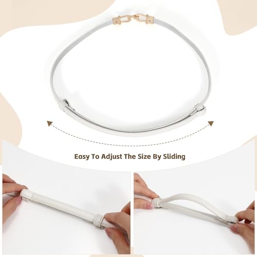 Image of JASGOOD Leather Skinny Belts for Women Plus Size Ladies Thin Waist Belts Adjustable for Jeans Pants Dresses with Gold Buckle
