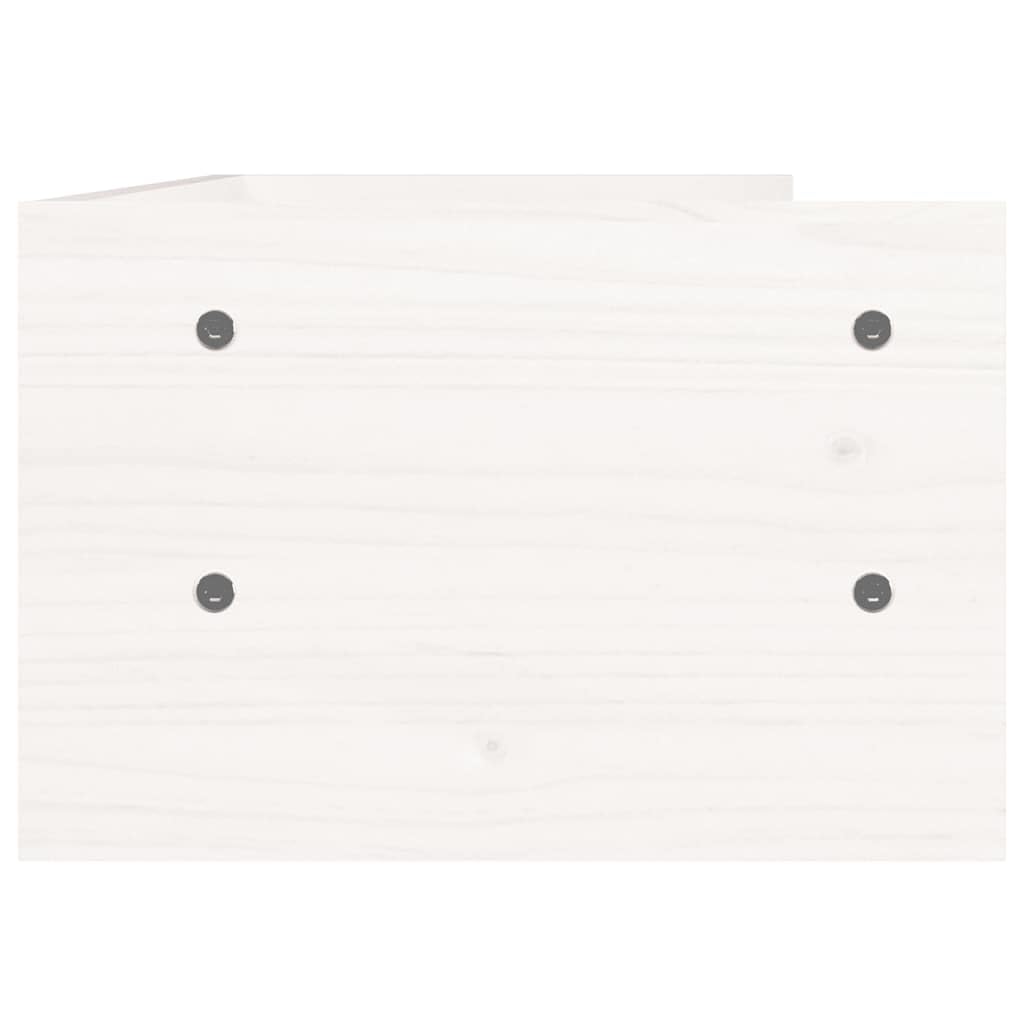 Supporto per monitor bianco in legno di pino massiccio, 50 x 24 x 16 cm, supporto da scrivania con ripiano per monitor, supporto per laptop, ripiano per tastiera, ufficio e home office