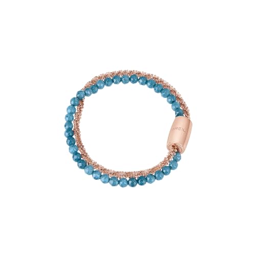 Breil, Collezione Magnetica, Bracciale Small Ocean, con Catena a Margherita in Acciaio IP Rose Lucido e Agata Blu, Pratica Chiusura con...