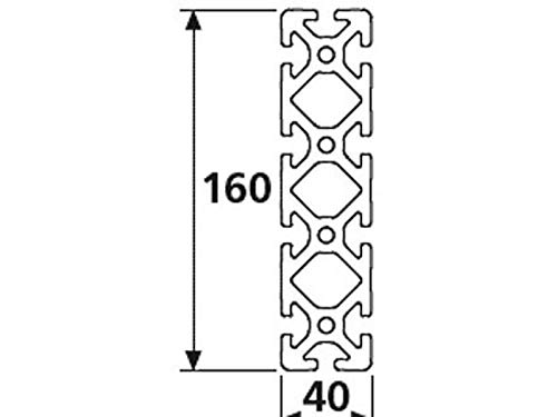 Perfil de aluminio 40 x 160S tipo I ranura 8 (difícil), anodizado en plata, perfil de aluminio 40 x 160, perfil de aluminio 40 x 160, perfil de montaje de 800 mm