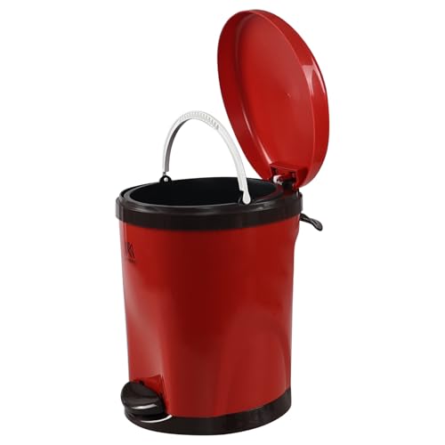 Caneca de basura plástica redonda 7 L con pedal rojo