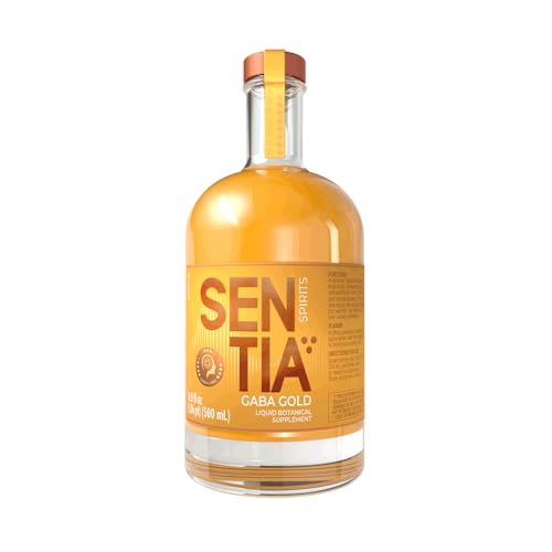 Sentia Spirits Gaba Gold, Botanical Alcohol Free, Drink , Award Winning, Vegan, Gluten Free and GM Free, Zero Proof, Citrus Ginger Taste Up to 20 Drinks, 16.9 fl oz (500ml), Mix with Lemonade or your favourite mixer