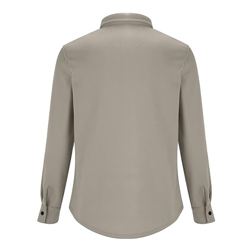 Men's Sherpa Shirt Jacket Flannel Shackets Casual Long Sleeve Button Down Lightweight Shirt Jacket Coats with Pockets4