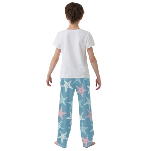 Boys' Pants Blue Pink Seastars Blue Long Bottoms Jogger Pants Elastic Waist Trousers with Pockets S-XL3