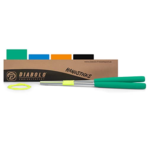 Diabolo Baguettes en aluminium (32 cm) avec cordon de rechange (160 cm) et poignée en caoutchouc mousse (vert) - Qualité professionnelle pour tous les modèles et marques Cover