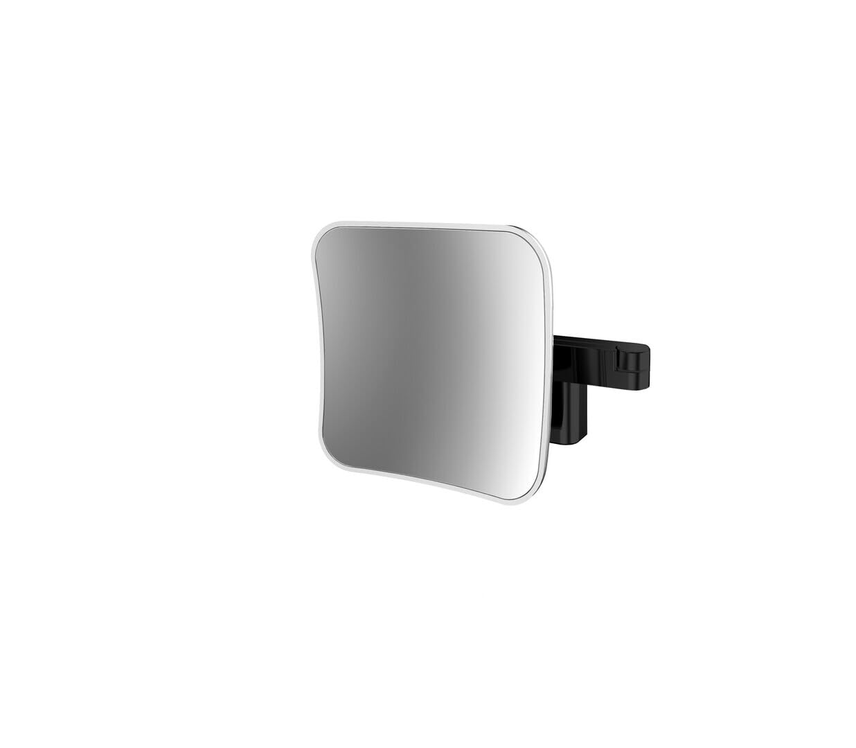 Emco EVO LED Cosmetic and Shaving Mirror on Double Articulated Arm Square Vanity Mirror with Lighting for Wall Mounting, Dimmable Magnifying Mirror (5x), Black Without Cable