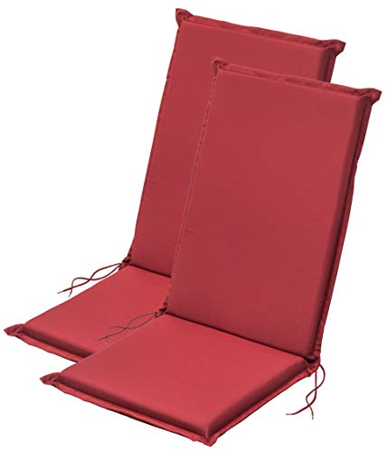 Traumnacht Komfort 2er Set Hochlehnerauflagen Outdoor rot, Bezug abnehmbar, mit Eckbändern und Einstellband, 120 x 50 x 6 cm, Öko-Tex...