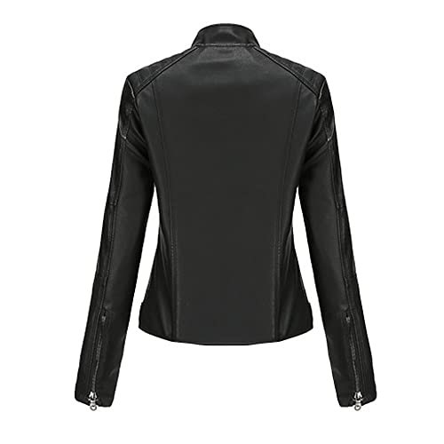 Faux Leather Moto Jacket for Women,stand-up collar leather jackets, short ladies motorcycle wear4