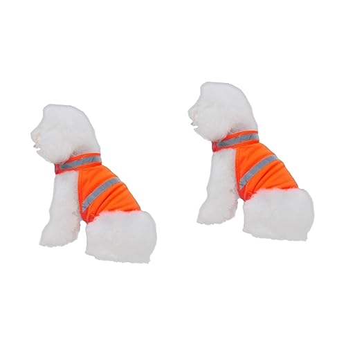 POPETPOP 2pièces Gilet Réfléchissant Ajustable pour Chien Veste De Sécurité Haute Visibilité pour Activités Extérieures Fluorescent Orange