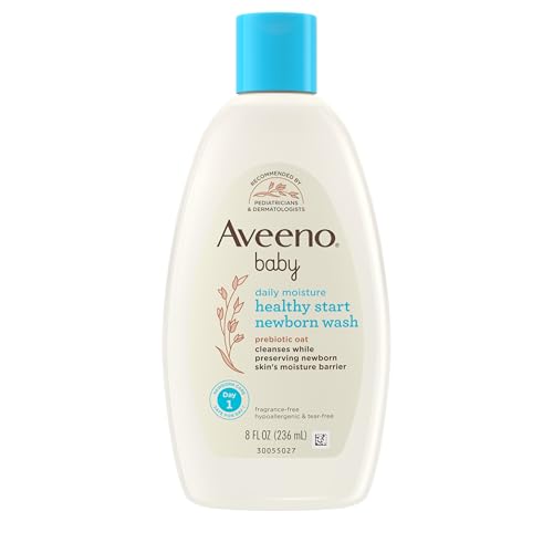 Image of Aveeno Baby Healthy Start Nourishing Newborn Wash, Hypoallergenic Baby Body Wash with Prebiotic Oat Gently Cleanses Delicate Newborn Skin, Fragrance-Free, Tear-Free, Paraben-Free, 8 fl. oz