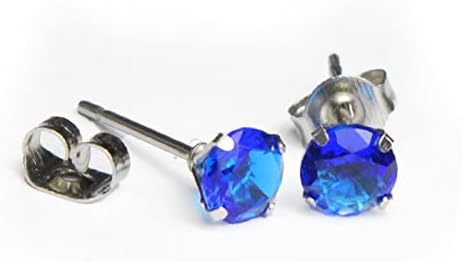 Amazon Co Jp スタッドピアス 5mm サージカルステンレス 金属 アレルギー対応 ピアス ジュエル ラウンド 両耳 おしゃれ かわいい レディース つけっぱなし 小さめ ファーストピアス キャッチピアス ダンス イベント 発表会 ピアス 4爪5mm ブルー ジュエリー