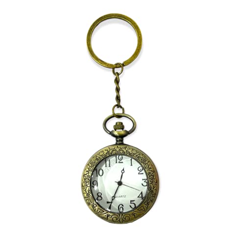 Image of AUGEN Premium Pocket Watch Metal Keychain Clock 4 Retro Vintage for Gifting With Key Ring Anti-Rust (Pack Of 1)