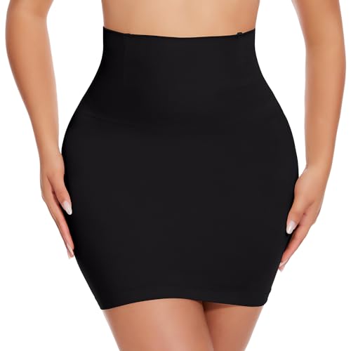 Image of JOYSHAPER Half Slip Skirt for Women Under Dresses Tummy Control Shapewear Dress Slip with Built-in Thong