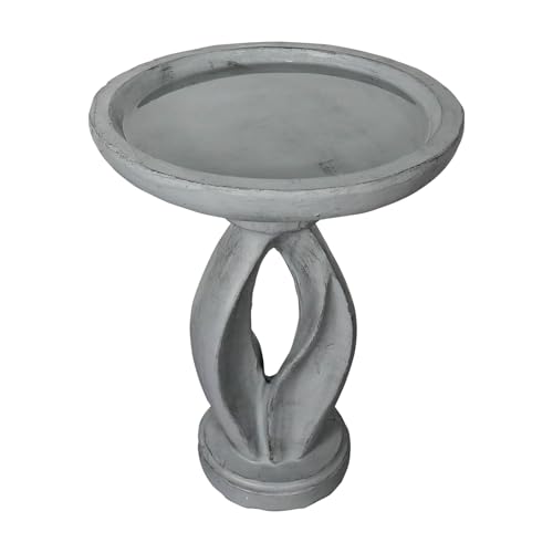 Image of SunJet 21.8inch High Concrete Bird Bath, Freestanding Birdbaths & Birdfeeder - Stylish Outdoor Bird Baths Feeding Bowl for Outdoors Garden Patio Yard Lawn Decor