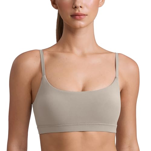 Image of CRZ YOGA Butterluxe Scoop Neck Sports Bras | Light Support, Removable Pads, Yoga, Extremely Soft, U Back, Adjustable Spaghetti Straps, for Women
