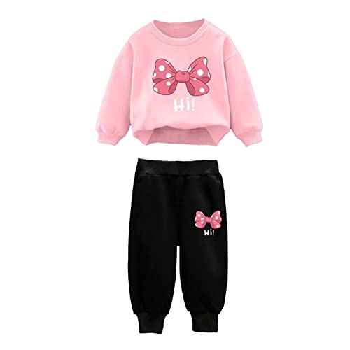 winying Kinder Sportanzug Cartoon Sweatshirt Top + Jogginghose Jungen Mädchen Trainingsanzug Jogginganzug Freizeitanzug Streetwear Rosa 110-116