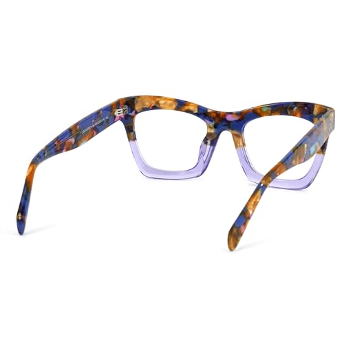 Image of Zeelool Stylish Vintage Oversized Square Glasses for Women with Non-prescription Clear Lens Benitez ZJGA035804-08 Blue