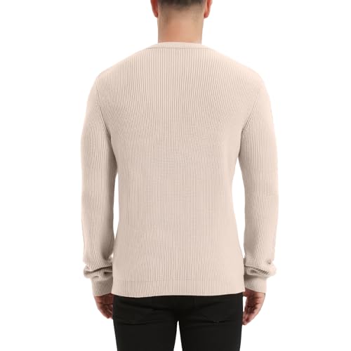 Men’s Casual Knit Crewneck Pullover Sweater Lightweight Long Sleeve Mens Sweater with Ribbing Edge2