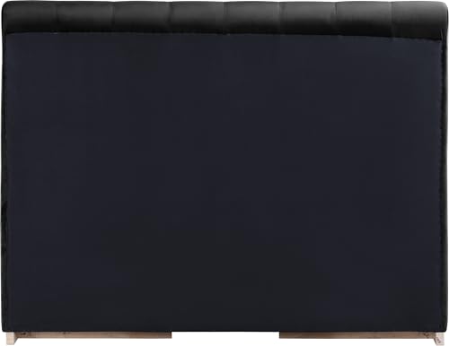 Image of Meridian Furniture AmaraBlack-Q Collection Modern | Contemporary Queen Bed, Ultra Luxe Black 460 GSM Velvet, Natural Finish, Solid Wood Base and Inner Frame, 66.5 inch W x 99 inch D x 51 inch H, Black, Queen