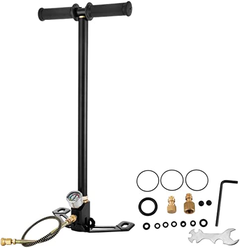 3 Stage Stirrup Pump Hand Pump,4500PSI High Pressure Air Gun Rifle Filling Pump for PCP Cylinder Airgun, Scuba Tank, Cars,Road Mountain Bikes,Paintball,Bleed valve,Portable Hand Tire Floor Pump - Image 5