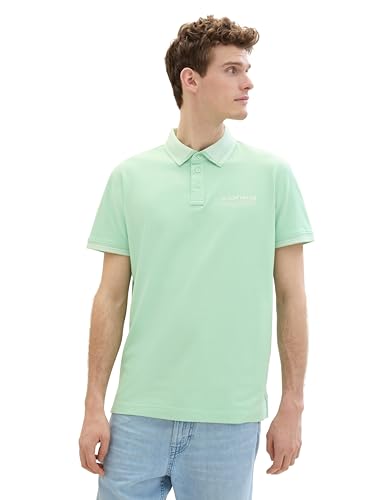 TOM TAILOR Herren Basic Piqué Poloshirt mit Logo-Print , paradise mint, L – Ansicht 1