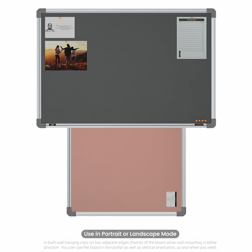 Image of Scholar Art Metis 2x3 Feet Bulletin Notice Board for Wall & Study Table | Vibrant & Versatile Crape Cloth + High Density Soft Board for Pinning Photos, Sticky Notes & Reminders (Grey)