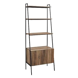 Walker Edison Furniture Company Industrial Modern Ladder Bookcase wCabinet 72 Inch Reclaimed Barnwood