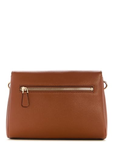 Image of GUESS Cognac Textured Gregoria Flap Crossbody Bag