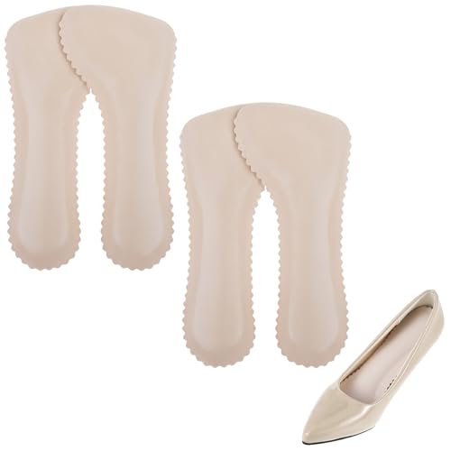 Image of 2 Pairs High Heel Inserts for Women, Self-Adhesive Arch Support Insoles, Invisible Slim Inserts Weight Shifting Shock Soft Slip 3 /4 Inserts for Flats Slipper Sandal Pump Dress Shoes Boots(Beige)