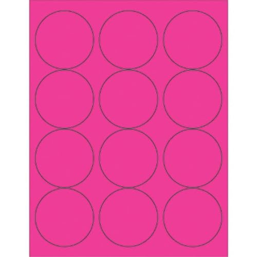 2.5 in. Fluorescent Pink Circle Laser Labels - Pack of 1200