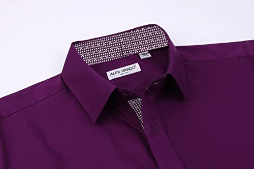 Alex Vando Mens Dress Shirts Regular Fit Long Sleeve Stretch Business Dress Shirts for Men