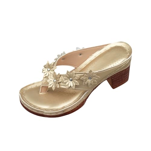 Pantoufles à talons hauts dorées taille 39.5 en polyuréthane pour femme