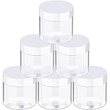 SATINIOR 6 Pack Plastic Pot Jars Round Clear Leak Proof Plastic Container Jars with Lid for Travel...