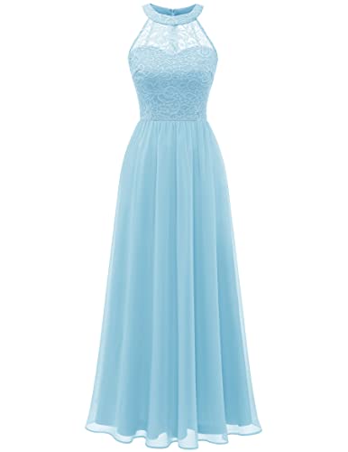 Women's Sleeveless Halter Floral Lace Formal Dress Cocktail Party Dress Bridesmaid Dress...
