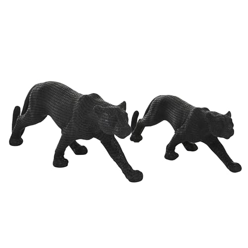 Escultura decorativa de leopardo en polystone, juego de 2 piezas miniatura 1