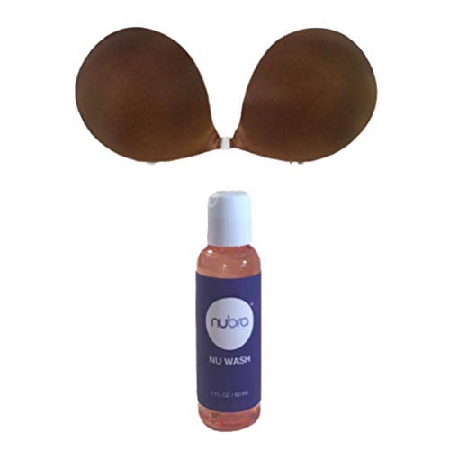 NuBra Seamless Push Up Adhesive Bra with Molded Pads (SE998) and Cleanser (N112), Chocolate, Cup B