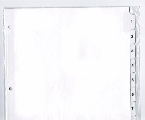 3 Ring Pre-Printed Index Sheets, Numbered 1-10 on White Mylar Reinforced Tabs, 11" x 8-1/2", Full Set