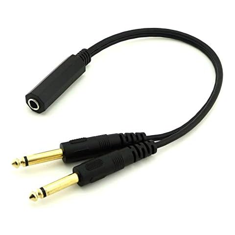 6.35mm 1/4 inch Stereo TRS Female to 2 Dual 6.35mm Mono TS Male Y Splitter Cable Cover