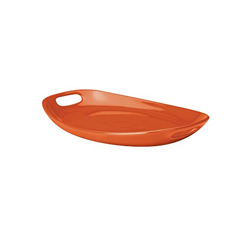 Rachael Ray Serveware 15-Inch Stoneware Oval Platter, Orange