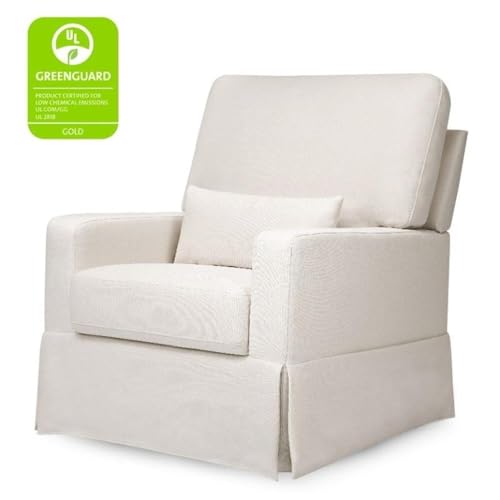 Image of Namesake Crawford Pillowback Comfort Swivel Glider in Performance Cream Eco-Weave, Water Repellent & Stain Resistant, Greenguard Gold & CertiPUR-US Certified