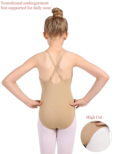 danshow women and girls nude seamless camisole undergarment leotard with transition straps