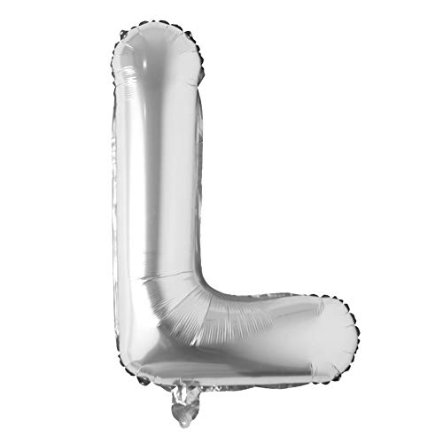 40 inch Letter Balloons Silver Alphabet Number Balloon Foil Mylar Party Wedding Bachelorette Birthday Bridal Shower Graduation Anniversary Celebration Decoration can fly with helium (40 INCH Silver L)