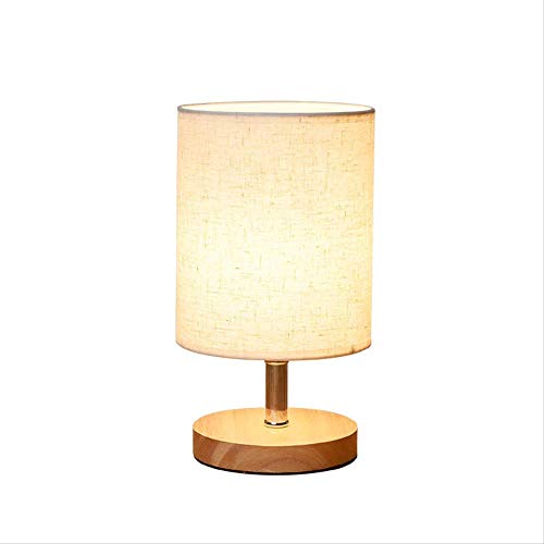Lampe de table créative en bois massif rond et tissu de décoration