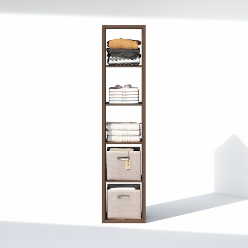 Image of Furinno Cubic Extra Thick 5-Cube Closet Organizers and Storage, Amber Pine | 14.6 x 16 x 72 in, Open Shelf Closet Storage, Closet Organizer, for Wardrobe, Bedroom, Living Room