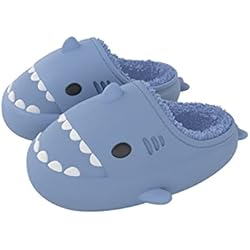 Zapatillas Para Pescar NIBESSER Pantuflas Tiburon Mujer Hombre Impermeables Zapatillas Casa Mujer Invierno Cálido Suave Zapatillas de Estar por Casa Antideslizantes Pantuflas Animales Térmicos, Azul, 42/43 EU