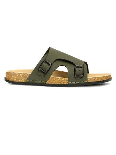 Image of Men Full Cover Double Buckle Slippers | Covered Slip-On Sandals for Men | Comfortable Footwear | Adjustable Strap Rubber Sandals | Anti-Slip Sole Slippers