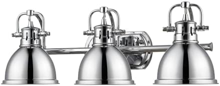 Golden Lighting 3602-BA3 CH Duncan Bath Vanity, Chrome with Chrome Shades