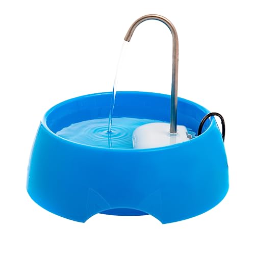 AMICUS - Fonte Bebedouro de Água Portátil AQUA MINI para Gatos e Cães - Fontes de Água para Pets, Bebedouro para Animais de Estimação - Adaptável, Aço Inoxidável, Bivolt - 1,2L de Capacidade - Azul