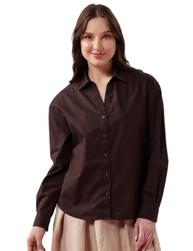 Image of FYLTR Women's Oversized Solid Shirt - 100% Cotton | Full Sleeve | Oversized Fit | Shirts for Women
